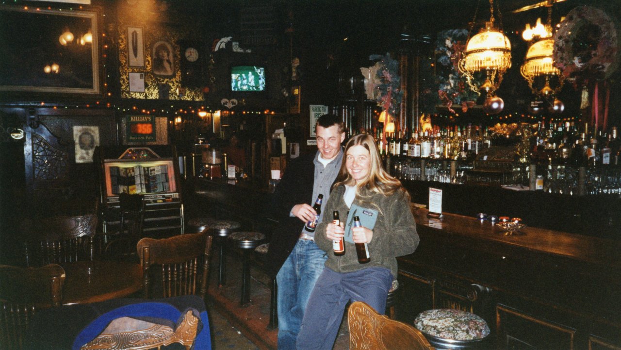 Dave and Jen in a bar 2002